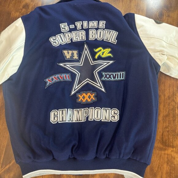 NFL Dallas Cowboys 5X Super Bowl Champions Patches Varsity Jacket Size Medium - Picture 12 of 12
